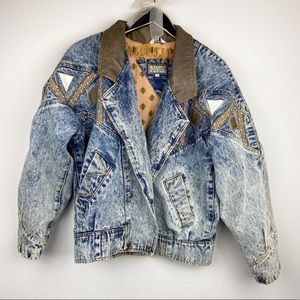 Vintage distressed oversized jean denim jacket